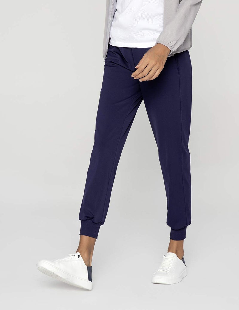 AJISAI Women's Joggers Pants with Pockets Drawstring Sweatpants for Running Workout Lounge Wear Navy L - Image 4